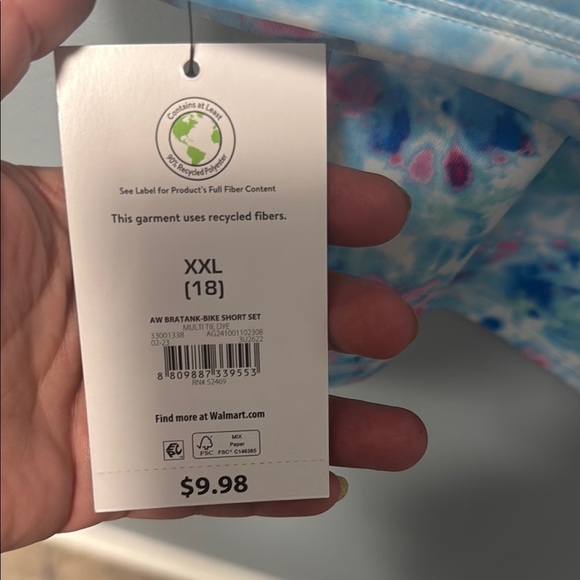 Athletic Blue and Pink Tie-Dye Tank Top and Shorts Set - Picture 5 of 8